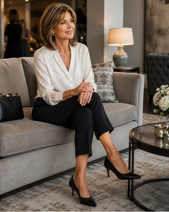 Comfortable polished shoes for a class reunion outfit over 50