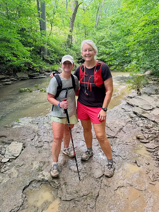 Trail shorts and lightweight running vest hiking outfits for women over 50