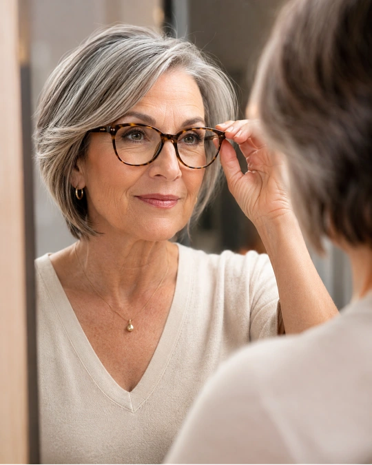 How glasses should sit around the eyes and brows over 50