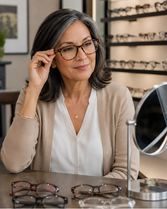 Simple formula for choosing the most flattering glasses frames over 50