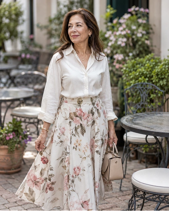 Floral Easter outfit for women over 50
