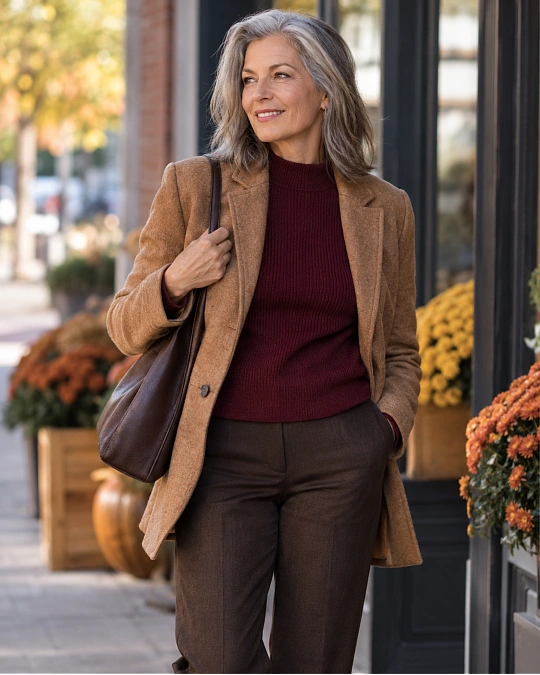 Jackets knits and trousers for a fall wardrobe over 50