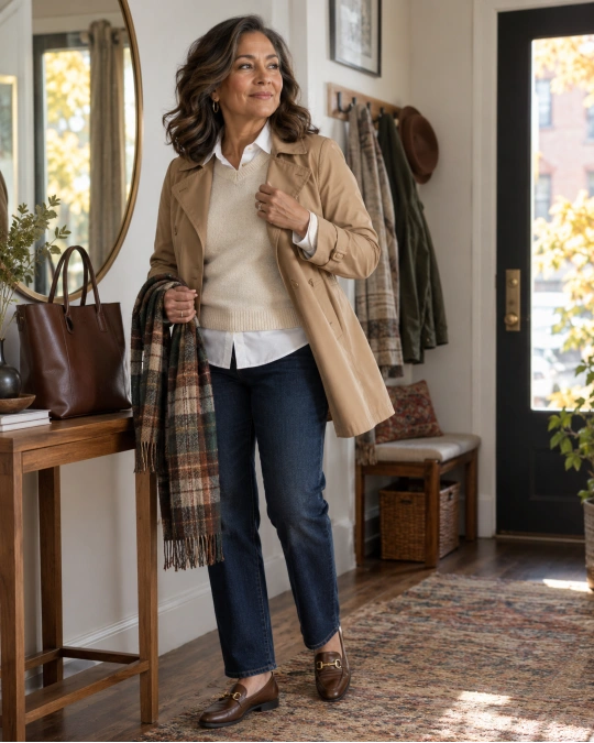 Layered fall outfits for women over 50