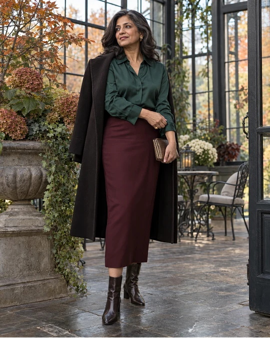 Dark rich colors for Halloween party outfits over 50