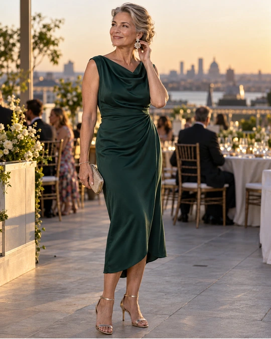 Wedding guest outfit with one focal point for women over 50