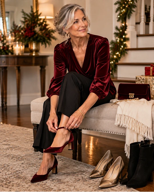 Christmas dinner shoes and accessories for women over 50