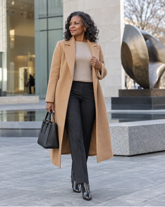 Winter coat proportions for women over 50