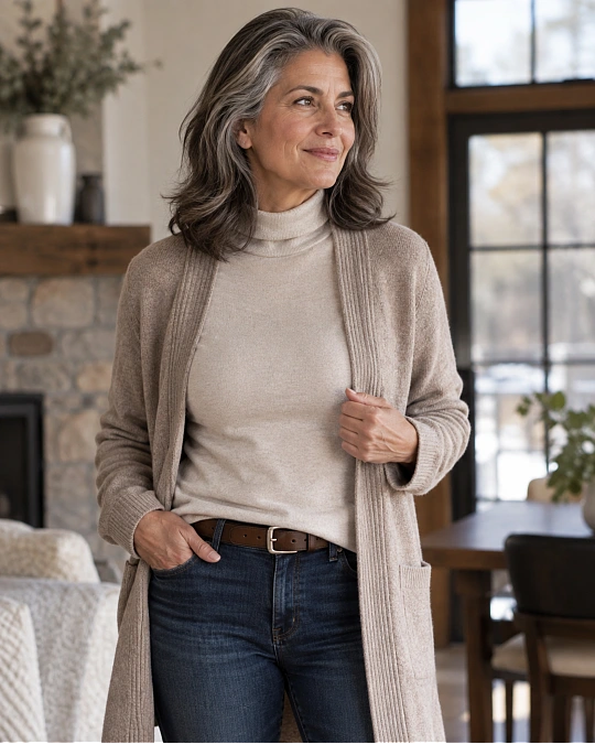 Soft controlled winter midlayers for women over 50