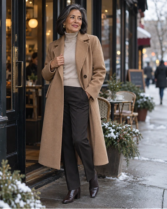 Warm structured winter coat for women over 50