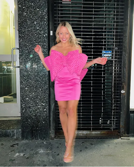 Hot pink statement dress for Valentine’s Day outfits for women over 50