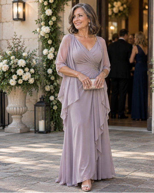 Elegant mother of the bride outfit formula for women over 50
