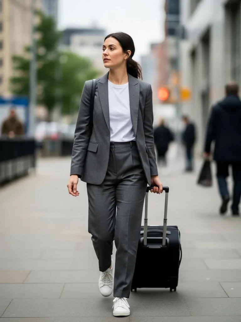 Charcoal Suit With a Crisp White Tee