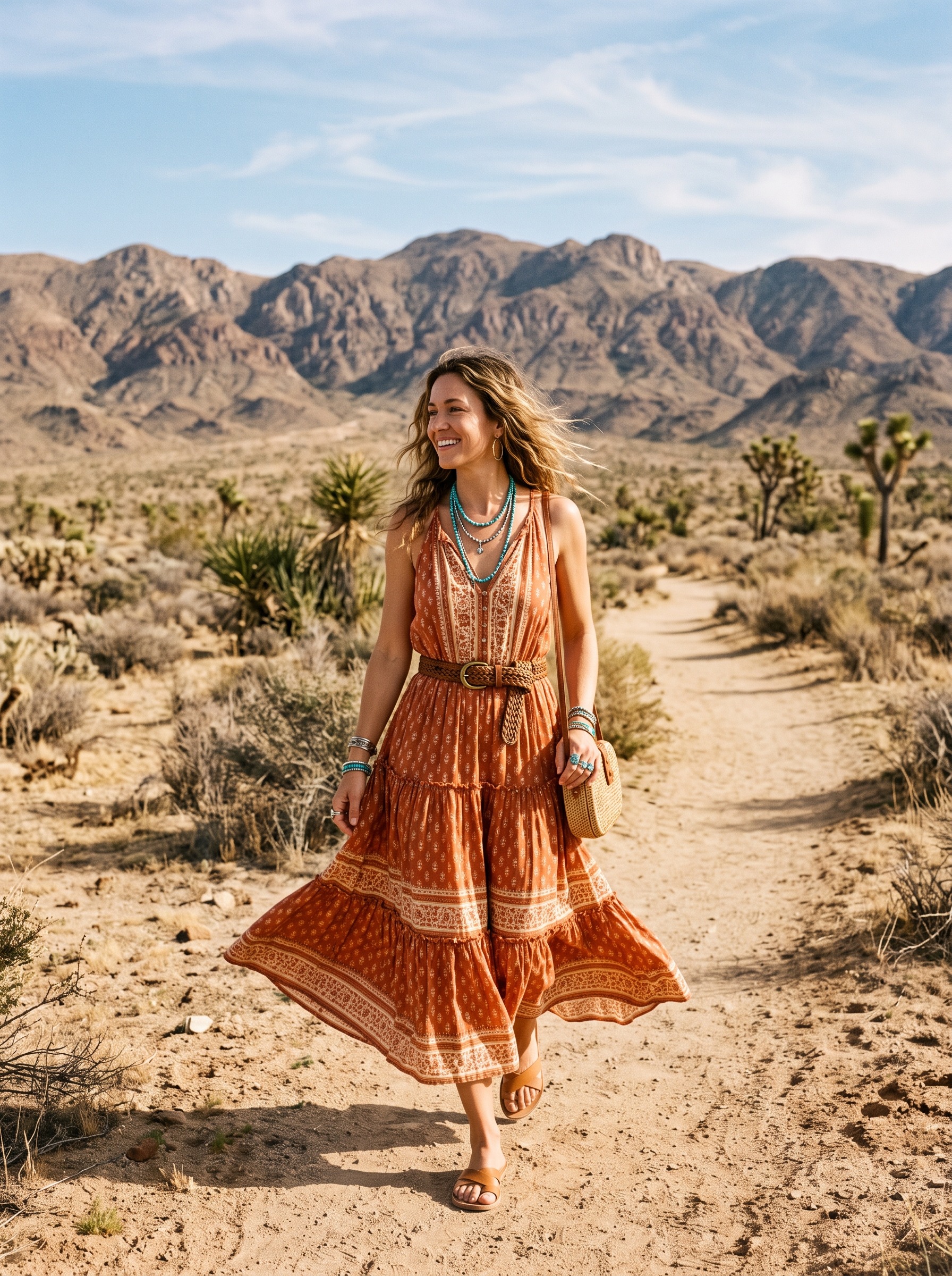 Boho maxi dress Coachella outfit idea for Summer 2026