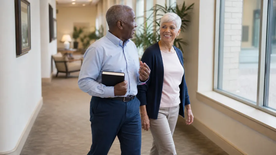 Independent living apartment and community life for a senior resident