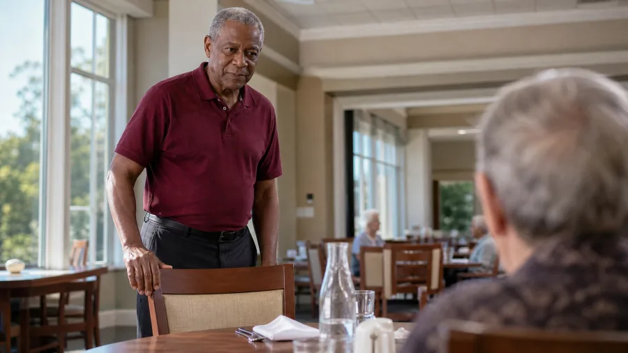Dining hall seating and social life in a retirement community